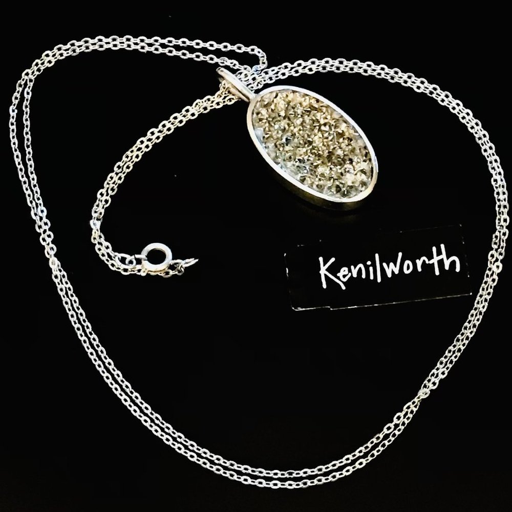 HTF Kenilworth Silver 2-way Druzy long Necklace
